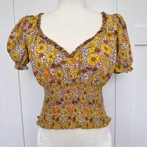 Milk + Honey Smocked Floral Shirt